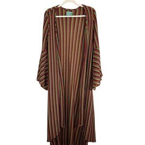 Judith March Knit Cardigan Sweater Red M Striped Boho Indie Folk Funky Disco Art